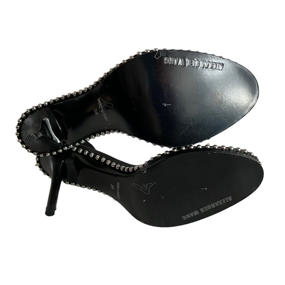 Alexander Wang high heels Nova black leather PVC clear strap 38 8 studded - Picture 9 of 10